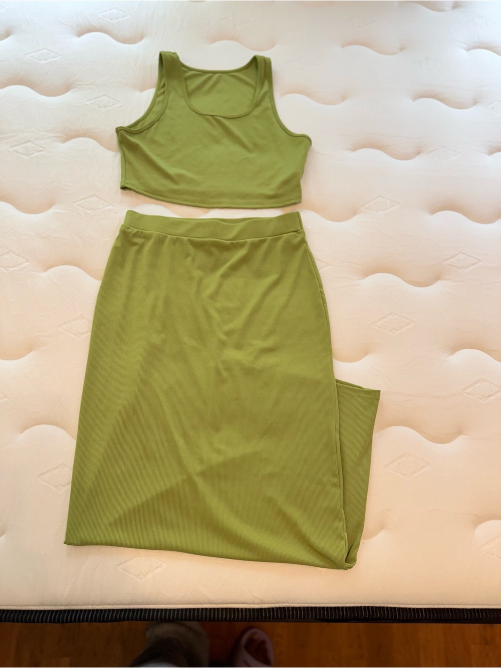 Women’s Lime Green Crop top and Maxi Skirt Set- Sleek Everyday Style